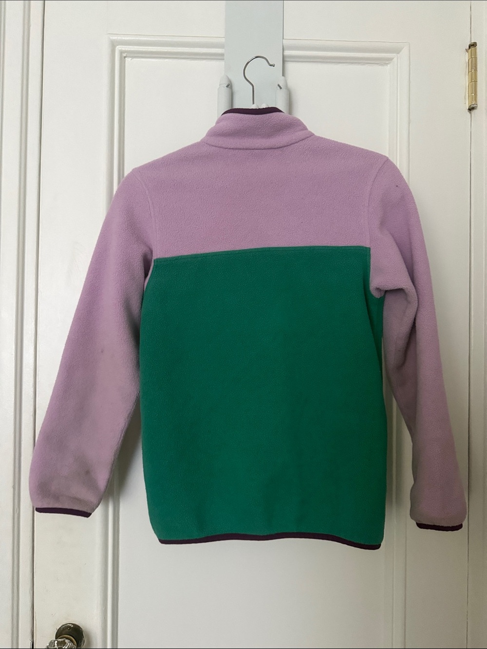 Patagonia Kids Two-Tone Green and Pink Fleece Jacket - Picture 3 of 6